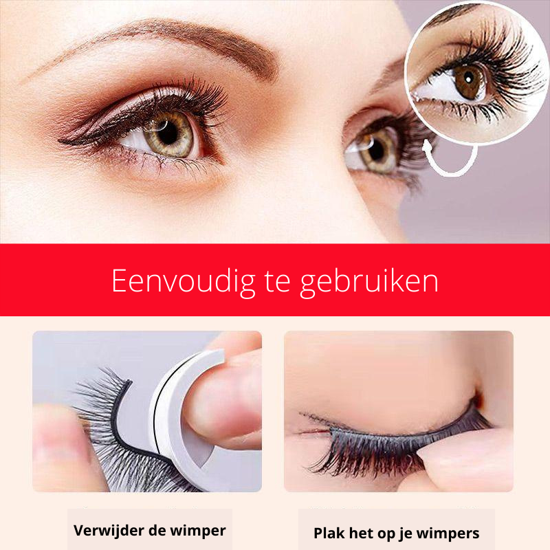 Herbruikbare zelfklevende wimpers voor dames. Creëer eenvoudig volume en een natuurlijke oogmake-up look.