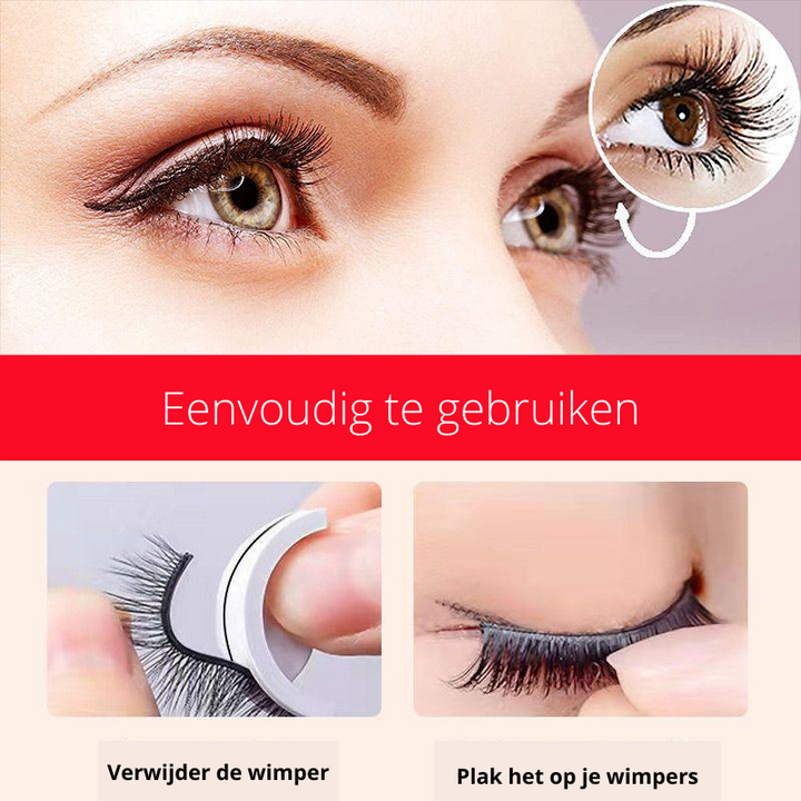 Herbruikbare zelfklevende wimpers voor dames. Creëer eenvoudig volume en een natuurlijke oogmake-up look.