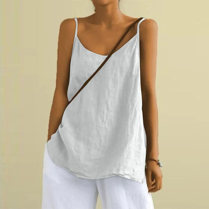 Losvallende dames zomer top met V-hals, comfortabele kleding voor strand of vrije tijd.