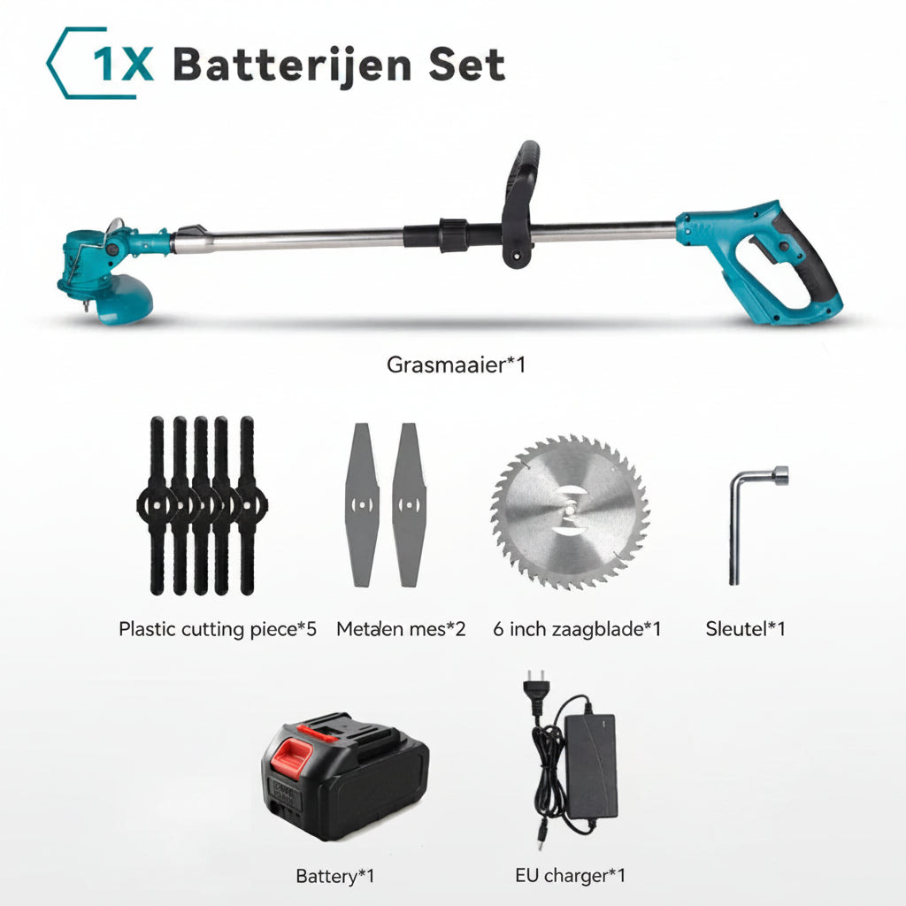 Krachtige lithium batterij van de draadloze elektrische grastrimmer CJ26 voor langdurig tuinonderhoud.