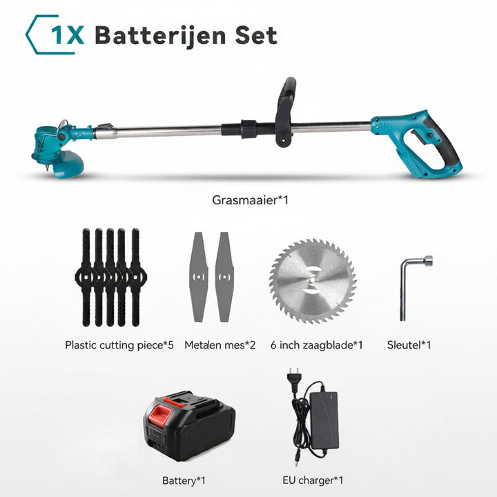 Krachtige lithium batterij van de draadloze elektrische grastrimmer CJ26 voor langdurig tuinonderhoud.