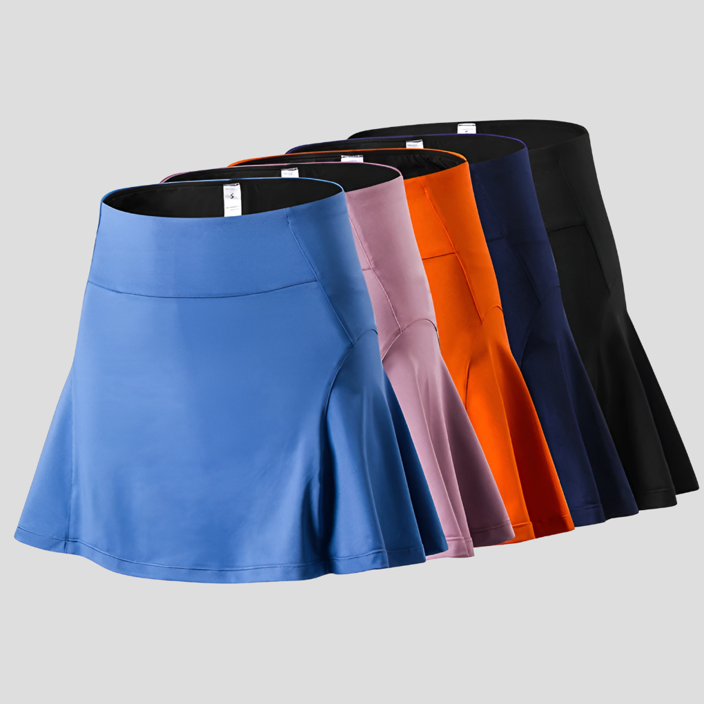 Dames sneldrogende tennisrok met comfortabel binnenbroekje, ideaal voor sport en zomerse dagen. Perfect voor athleisure.