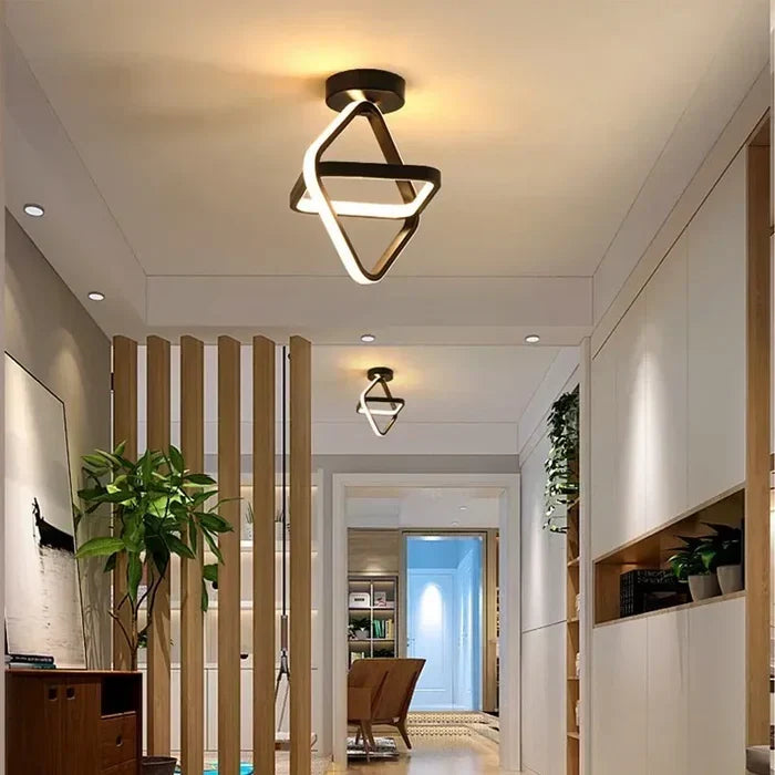Stijlvolle LED plafondlamp 'Twilight Rings' met dubbele ring. Perfect voor modern interieur en warm wit licht.
