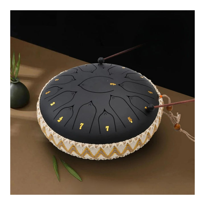 Tongtrommel, stalen handpan voor volwassenen & kinderen. Angstdempend muziekinstrument met muziekboek.