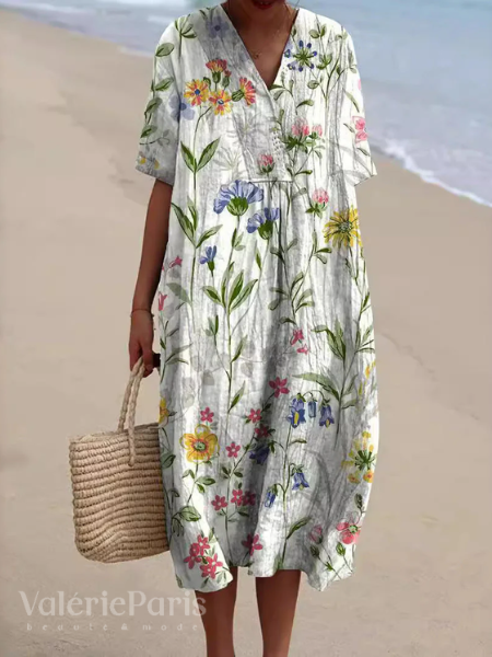 Zomerse bloemenjurk voor dames, een veelzijdige keuze als casual jurk of strandjurk.