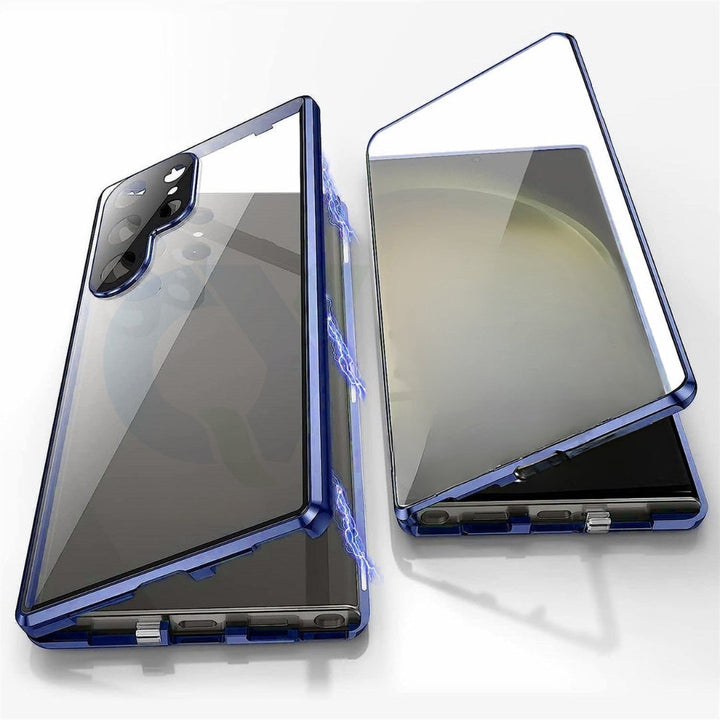 ClearLock privacy hoesje met dubbelzijdig gehard glas, magnetisch en schokbestendig.