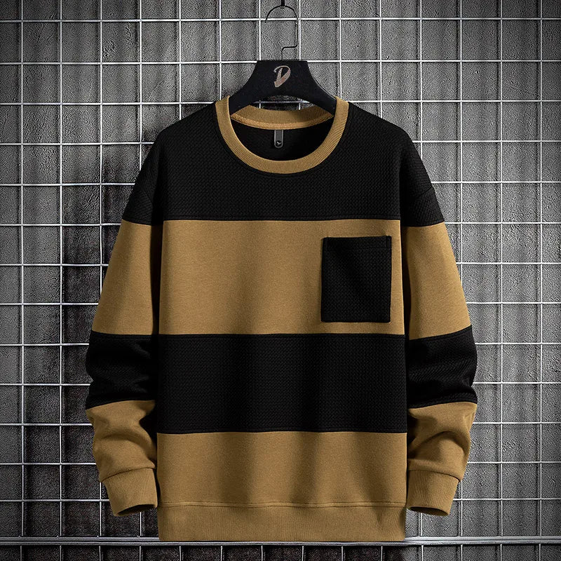 Stijlvolle gestreepte heren trui, veelzijdig sweatshirt met ronde hals voor moderne casual mode.