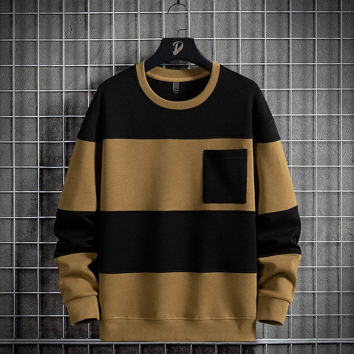 Stijlvolle gestreepte heren trui, veelzijdig sweatshirt met ronde hals voor moderne casual mode.
