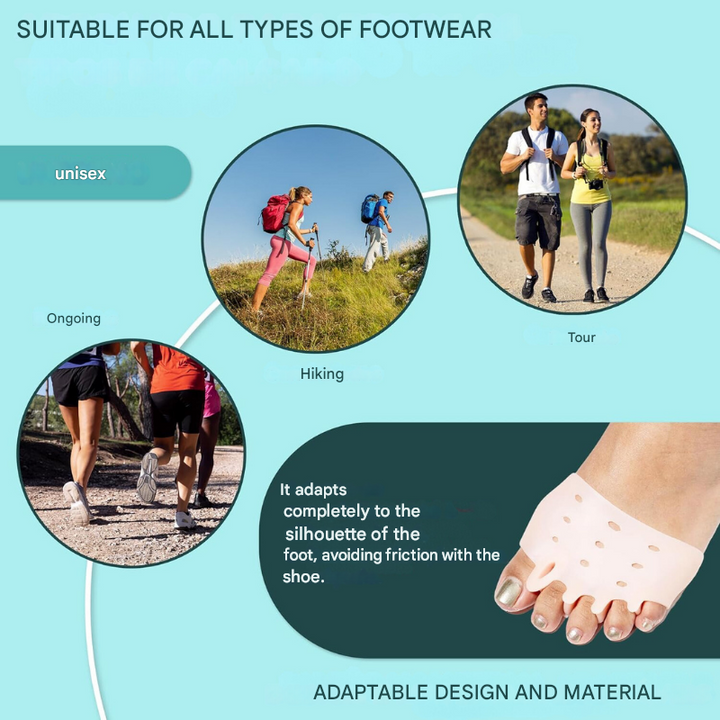 Siliconen teenenspreiders met kussenpads voor hallux valgus verlichting, verbeteren voetstand en verminderen pijn.