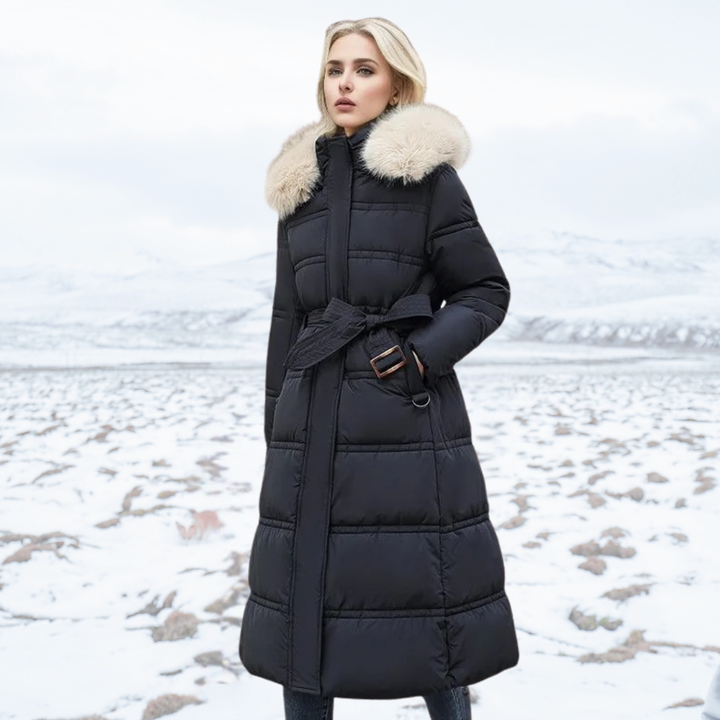 Premium dames winterjas, warm en luxe, met opvallende bontkraag. Nieuwe aanwinst voor de winter.