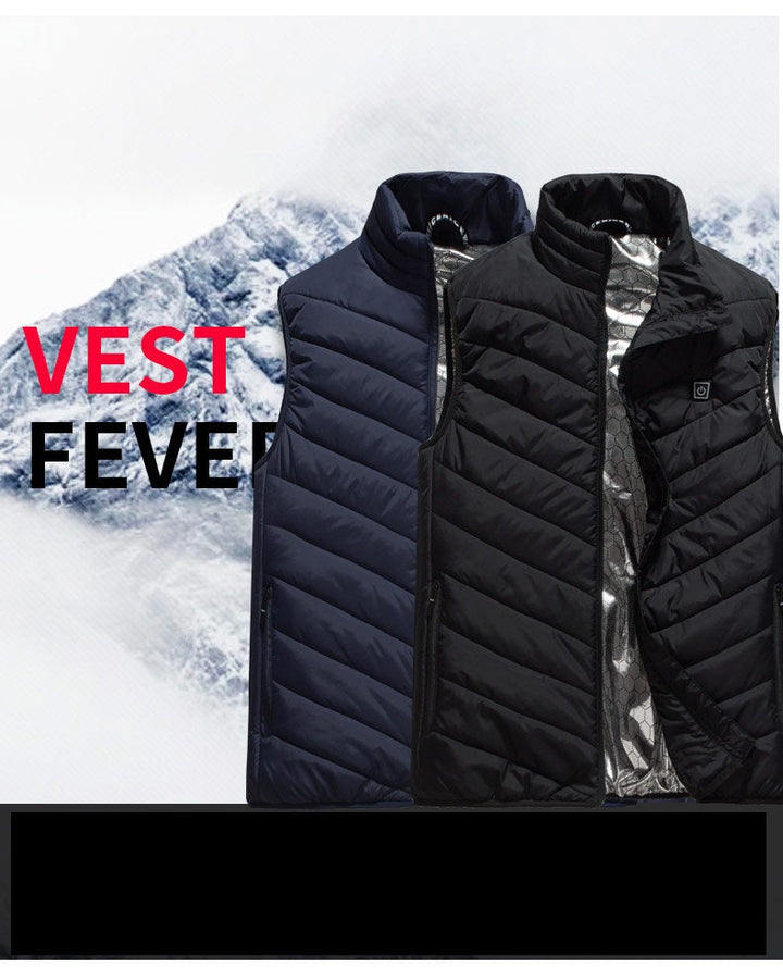 Heren verwarmd vest, USB oplaadbaar voor ultiem comfort en koudebescherming.