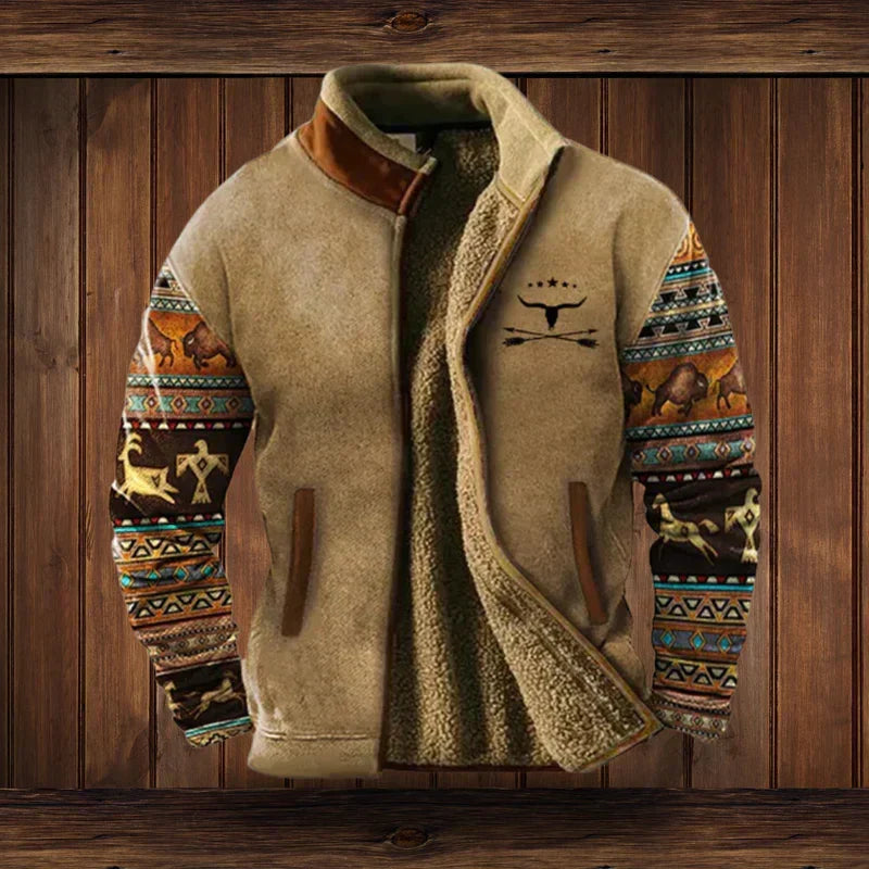 Heren winterjas in warme westernstijl. Karaktervolle mode bovenkleding voor een casual look.