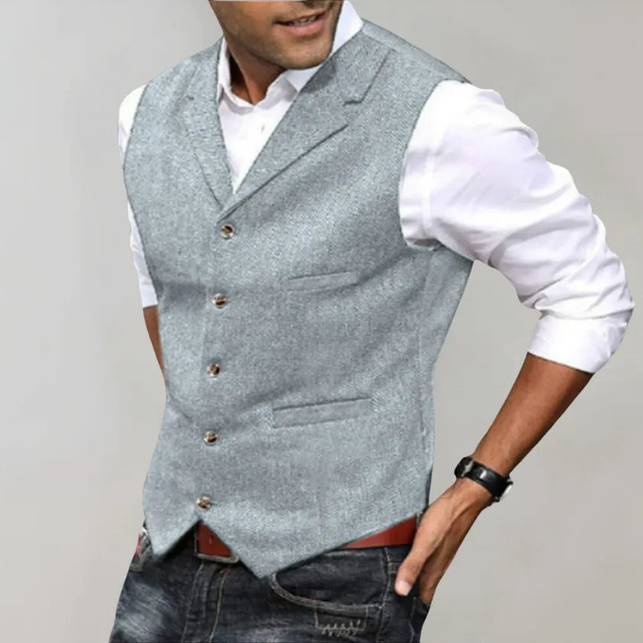 Hoogwaardig elegant herenvest, perfect als formeel gilet. Geeft een verfijnde en stijlvolle uitstraling aan herenkleding.
