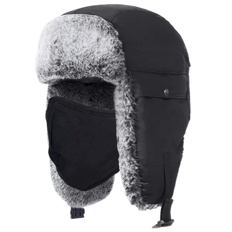 Zwarte wintermuts voor skiën, snowboarden; warm, waterdicht en winddicht.