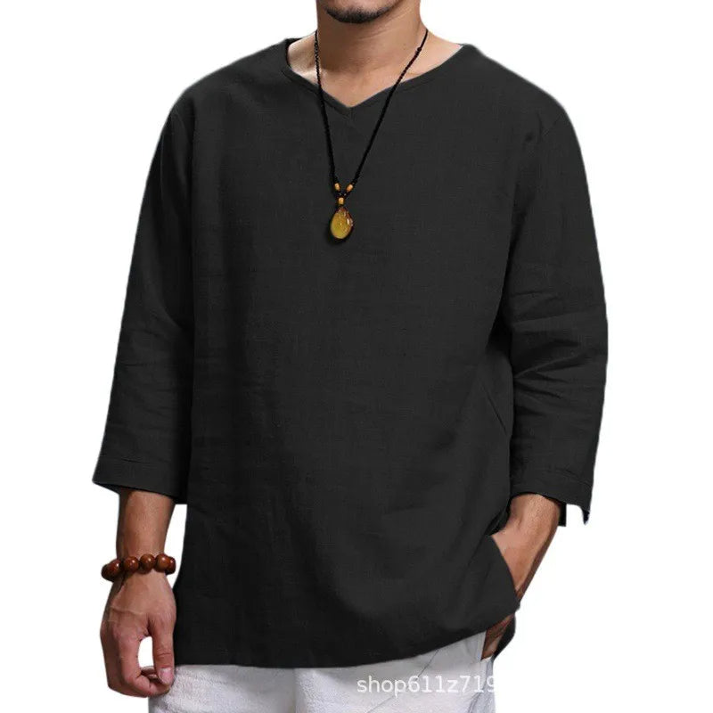 Comfortabel heren T-shirt met losse pasvorm en 3/4 mouw, perfect voor elke dag.