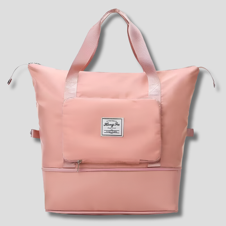 Compact opgevouwen waterdichte reistas, perfect voor opslag of als extra tas tijdens je reis.