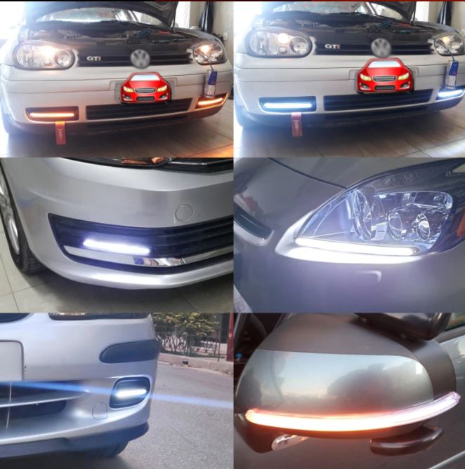 Heldere LED dagrijverlichting & knipperlicht koplampstrip. Geeft elke auto een moderne, sportieve uitstraling.