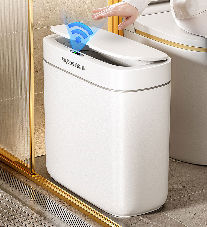 Contactloze sensor prullenbak, 12L, voor hygiënisch afvalbeheer. Slank, waterdicht design voor badkamer/keuken.