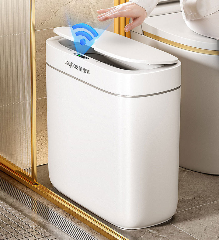 Contactloze sensor prullenbak, 12L, voor hygiënisch afvalbeheer. Slank, waterdicht design voor badkamer/keuken.
