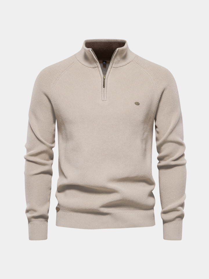 Luxe heren half zip trui, perfect voor herfst en winter. Elegante kwartrits trui voor herenmode.