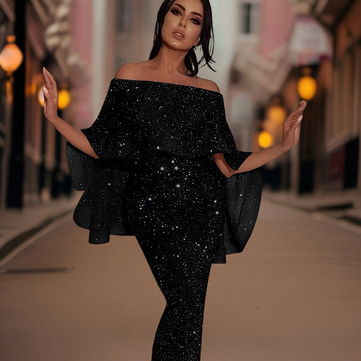 Elegante off-shoulder avondjurk voor dames. Perfect voor gala, bruiloft of feest. Nieuwe collectie.