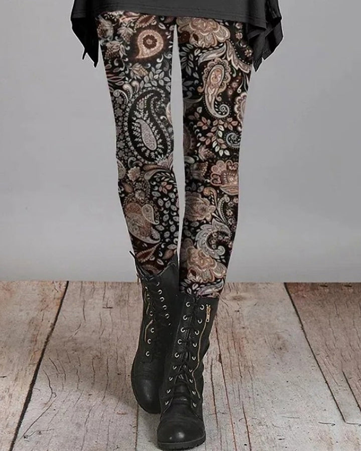 Comfortabele dames leggings met levendige etnische print; perfect voor festival mode.