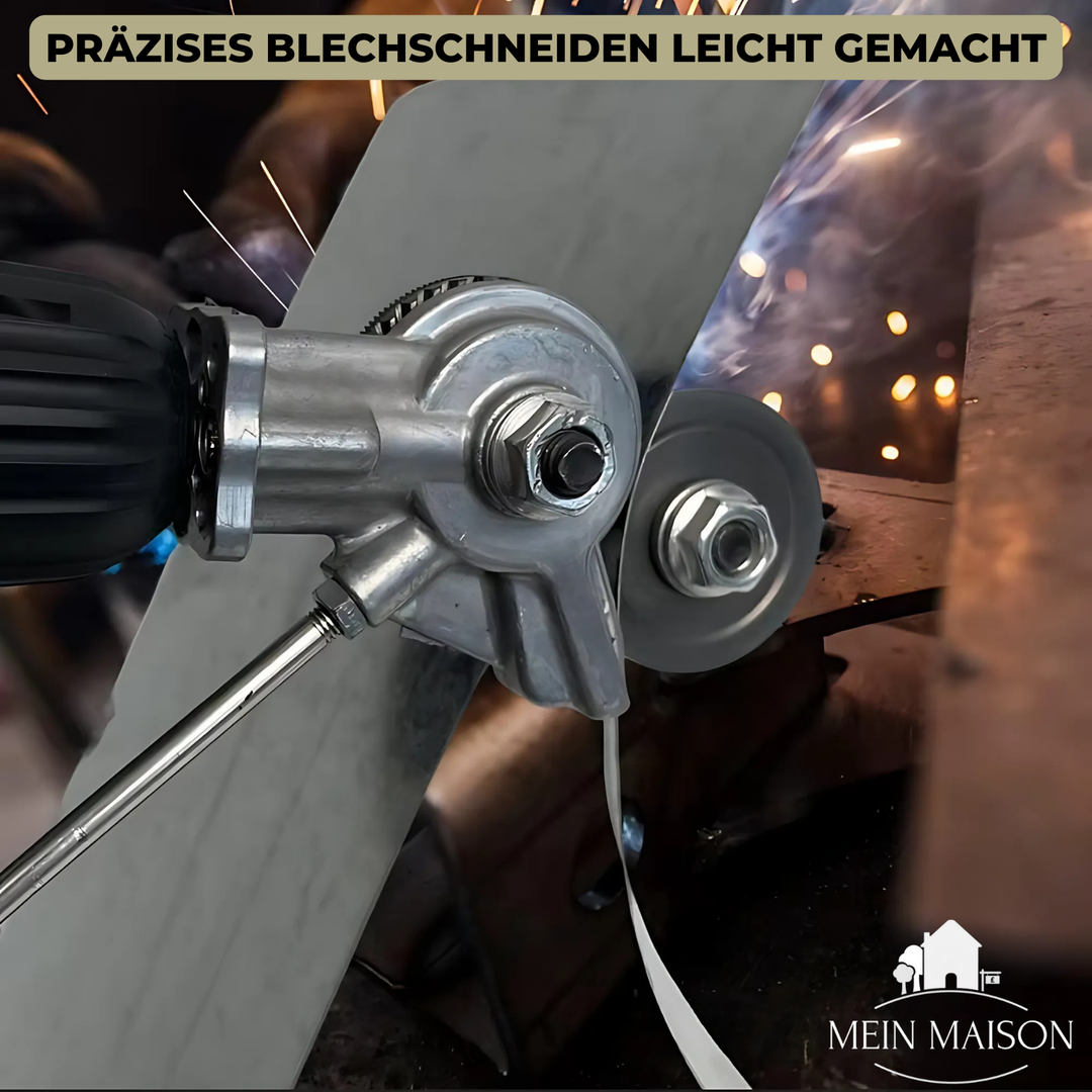 Boormachine opzetstuk snijdt moeiteloos door plaatmateriaal. Essentieel gereedschap voor DIY metaalbewerking.