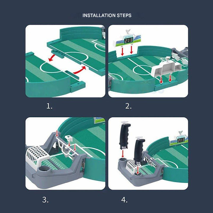 Goalino: een compleet interactief tafelvoetbalspel, klaar voor het volgende familievoetbaltoernooi.