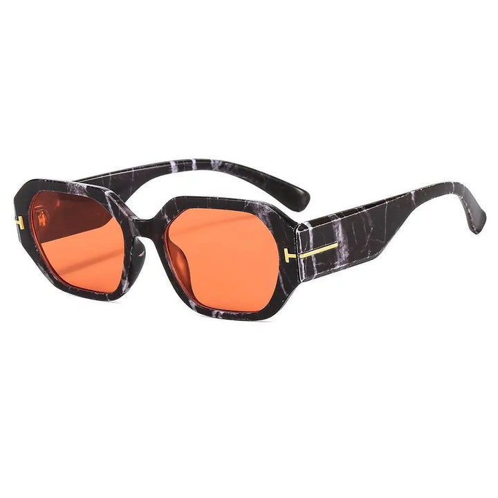 Trendy dameszonnebril, vierkant model, retro en modieus, essentieel accessoire voor de zomer.