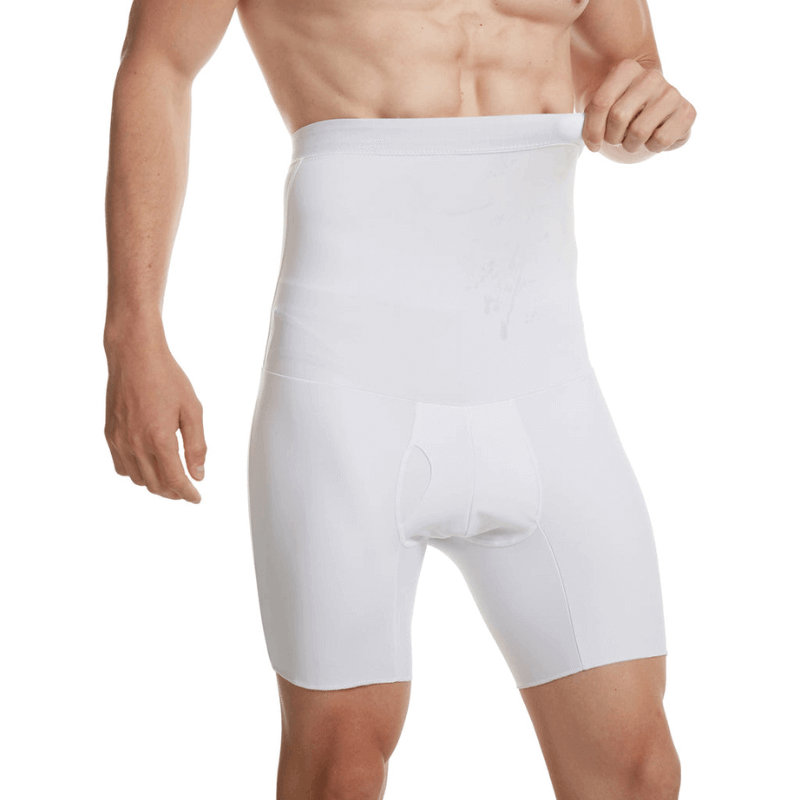 Heren compressieboxershort MaxFit in zwart, vormgevend ondergoed van nylon/spandex voor buikcontrole.