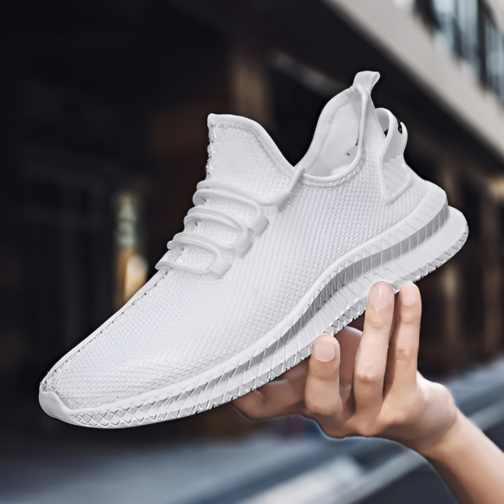 Grijze casual veterschoenen: lichtgewicht orthopedisch herenmodel met superieur loopcomfort en ademend design.