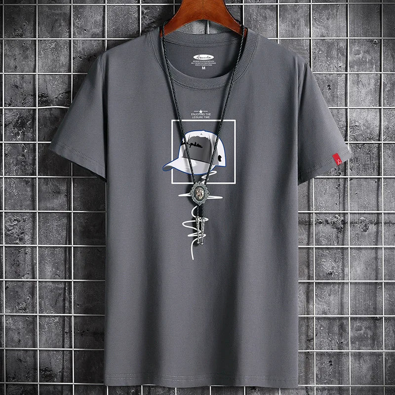 Stijlvol heren oversized T-shirt met trendy print, ideaal voor urban comfort en vrije tijd.