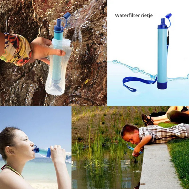 Lichtgewicht draagbaar waterfilter. Perfect voor backpacken, outdoor en reizen.