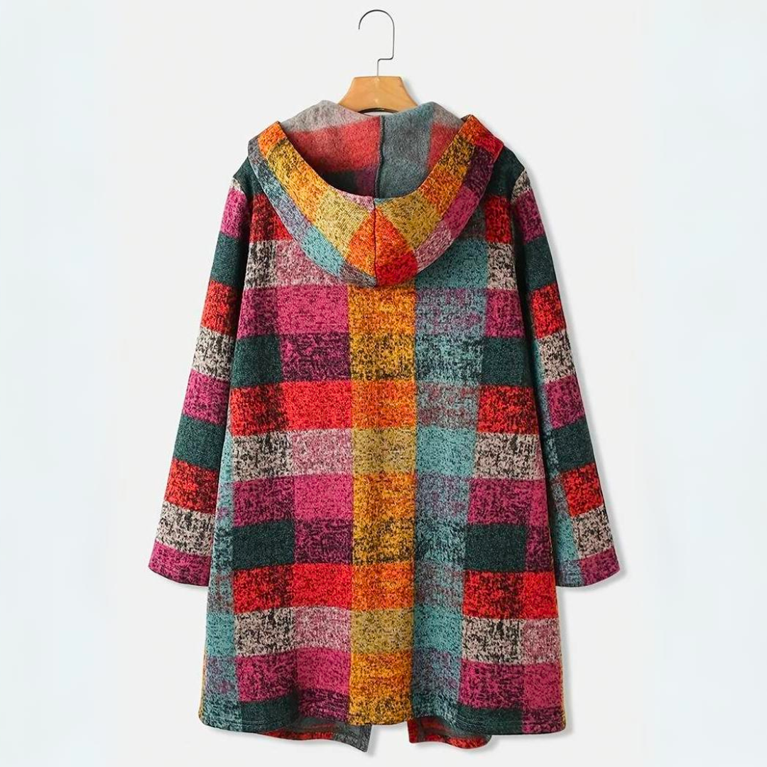 Warm colorblock vest voor dames met capuchon. Ideaal voor koude dagen, stijlvol en comfortabel.