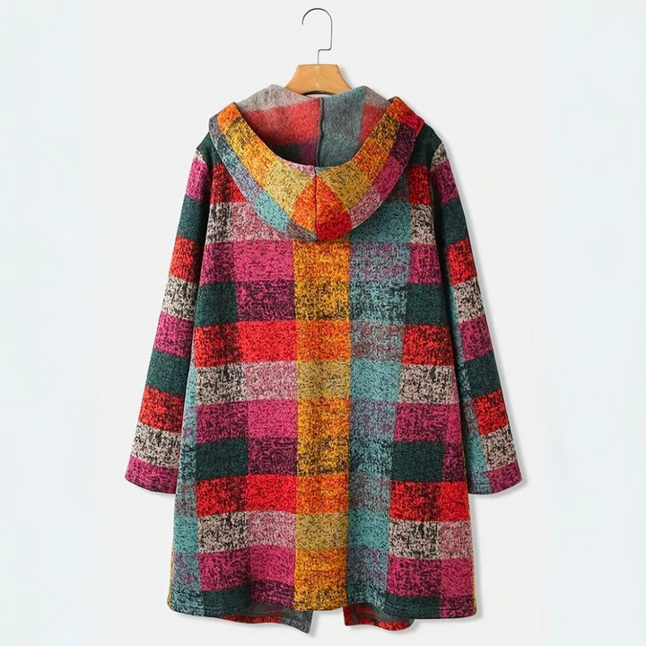Warm colorblock vest voor dames met capuchon. Ideaal voor koude dagen, stijlvol en comfortabel.