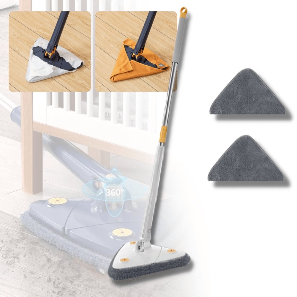 Driehoekige microvezel dweilkop, ideaal voor grondige schoonmaak in elke hoek van uw huis.