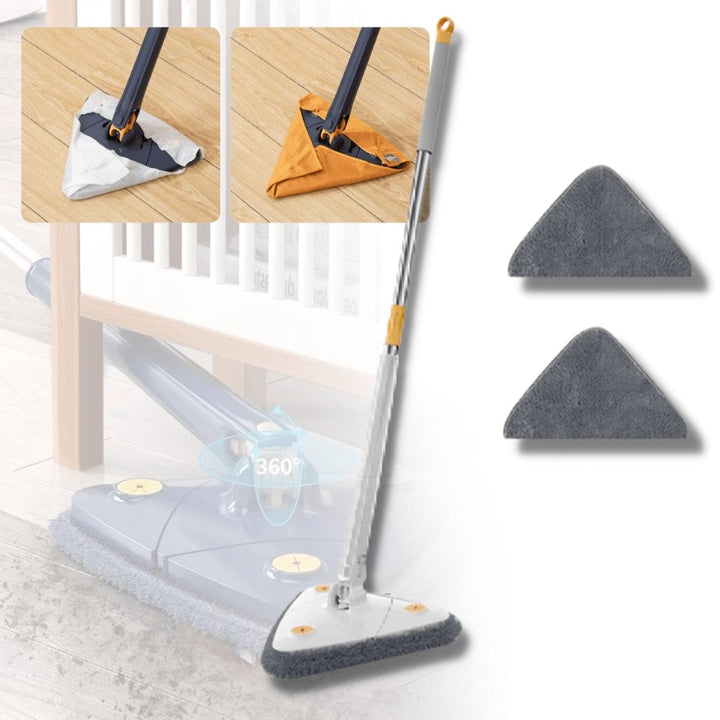Driehoekige microvezel dweilkop, ideaal voor grondige schoonmaak in elke hoek van uw huis.