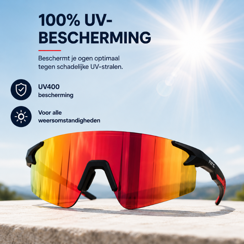 Fietsbril heren: lichtgewicht sportzonnebril met panoramisch zicht en UV400, ideaal voor fietsen en mountainbiken.
