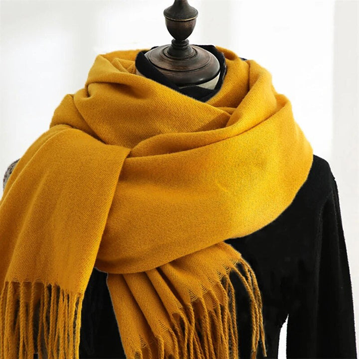 Elegante dames kasjmier sjaal met kwastjes, perfect als warm winter accessoire.