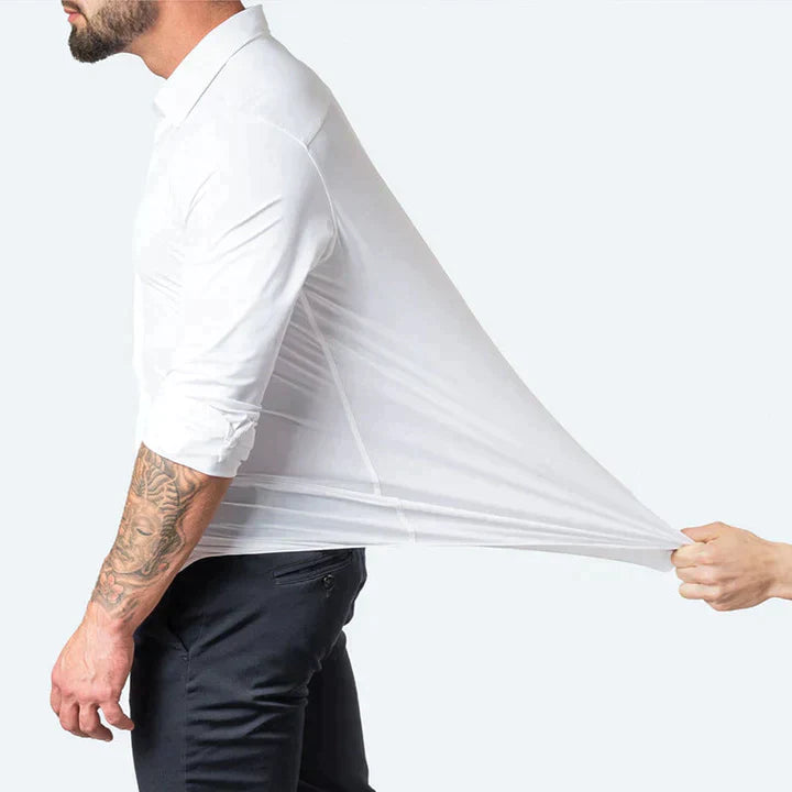 Zakelijk heren anti-rimpel overhemd met lange mouwen, professionele en comfortabele kleding voor mannen.