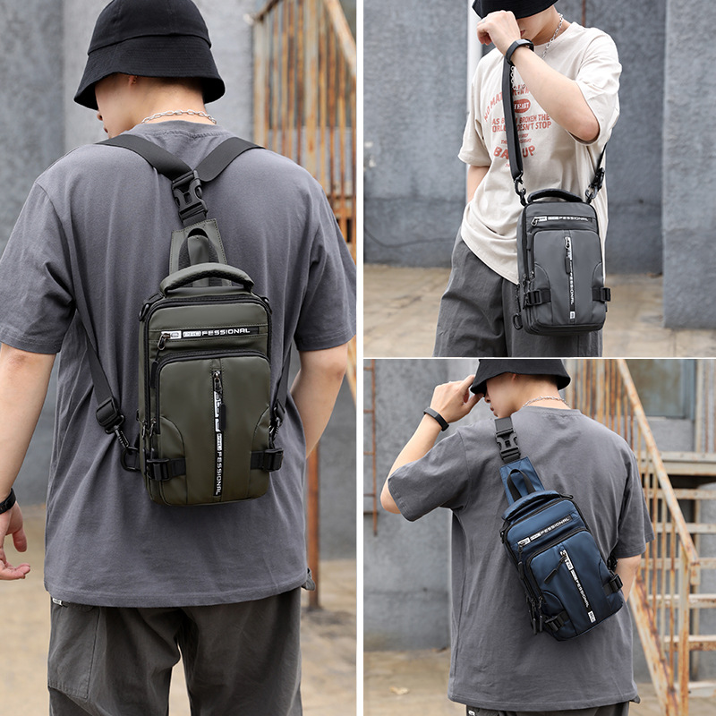 Heren multifunctionele crossbody rugzak, waterdicht nylon voor dagelijks gebruik en reizen.