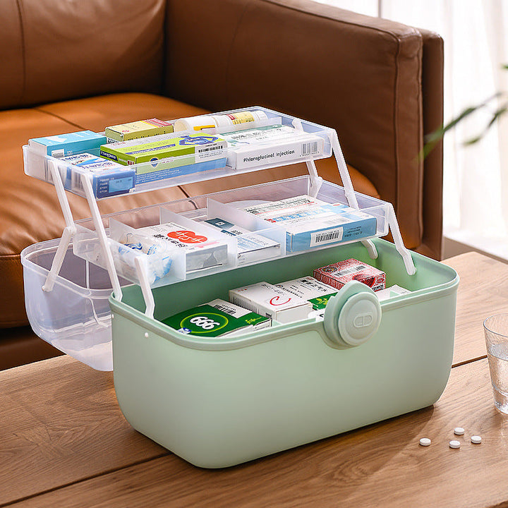Draagbare opvouwbare pillendoos voor dagelijks medicatiebeheer, perfect voor reizen en opslag van medicatie.