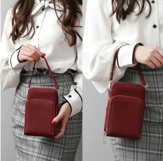 Functionele dames crossbody tas met touchscreen, perfect voor onderweg met je smartphone.