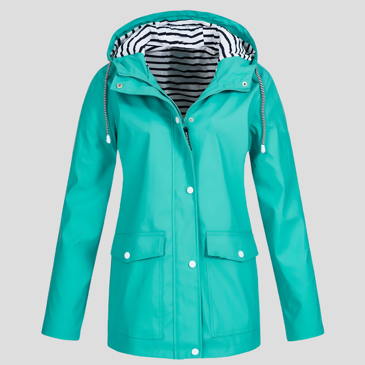 Comfortabele functionele outdoor regenjas voor dames, met capuchon, perfect voor lente en herfstweer.