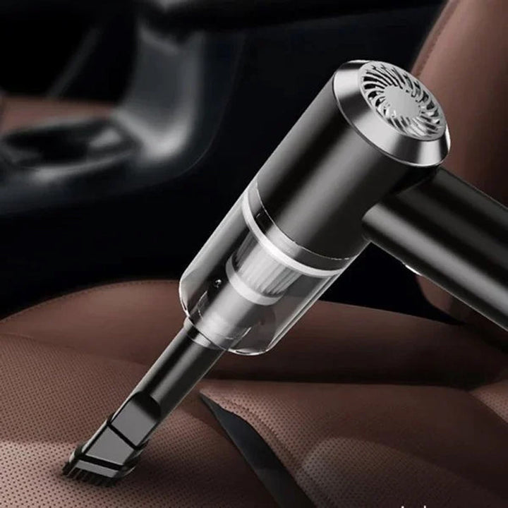 CleanMate draadloze stofzuiger voor huis & auto, compacte draagbare reiniger in zwart/wit design.