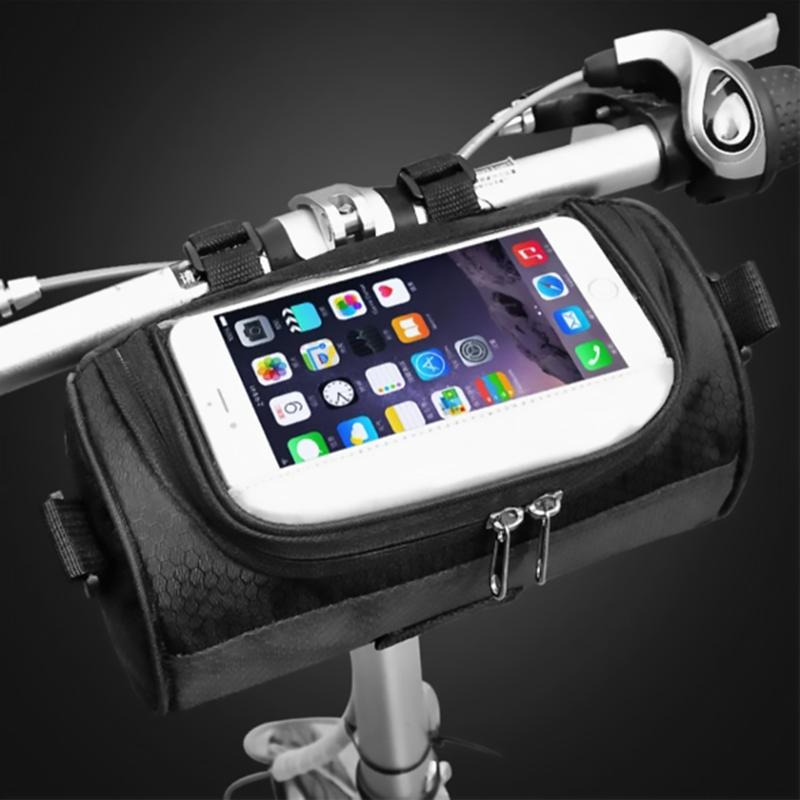 Unisex fietstas met touchscreen telefoonhouder; perfect voor navigatie en veilige opslag tijdens fietsen en buitensport.