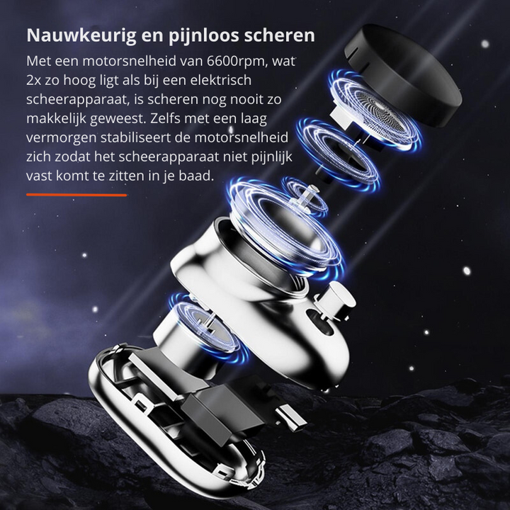 Draagbaar elektrisch scheerapparaat voor heren, perfect voor reizen. Dit mini apparaat past in elke toilettas voor grooming.