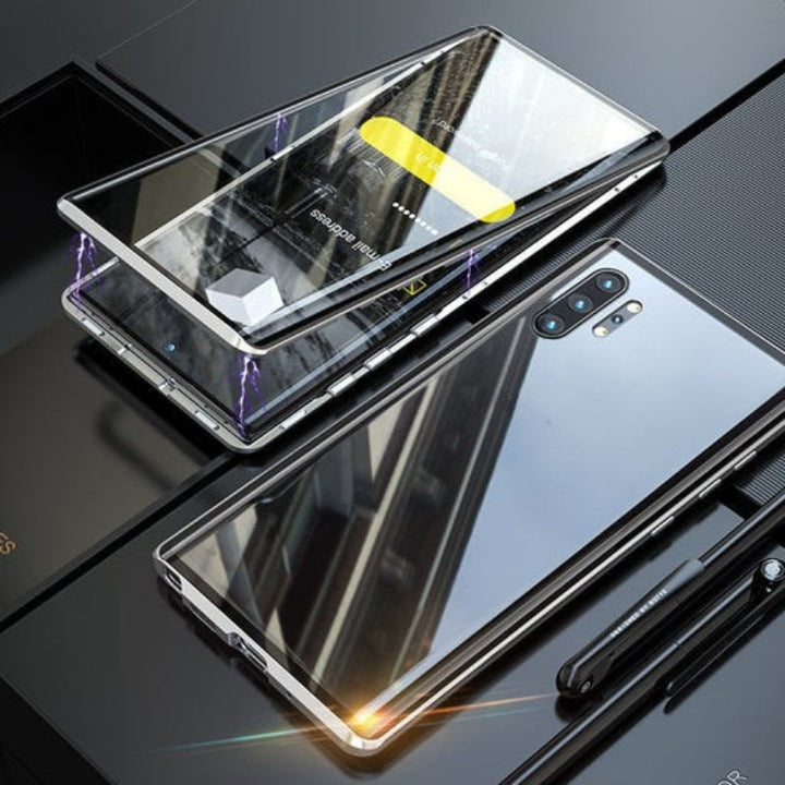 Stijlvol Samsung telefoonhoesje met magnetisch gehard glas, duurzaam en een premium telefoon accessoire.