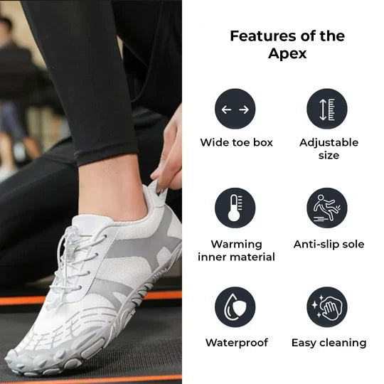 Flexibele uniseks barefoot wandelschoenen met orthopedische ondersteuning voor gezonde voeten en pijnverlichting.