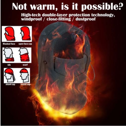Veelzijdige 6-in-1 unisex wintermuts, ideaal als bivakmuts, sjaal of warme hoofddeksel voor buiten.